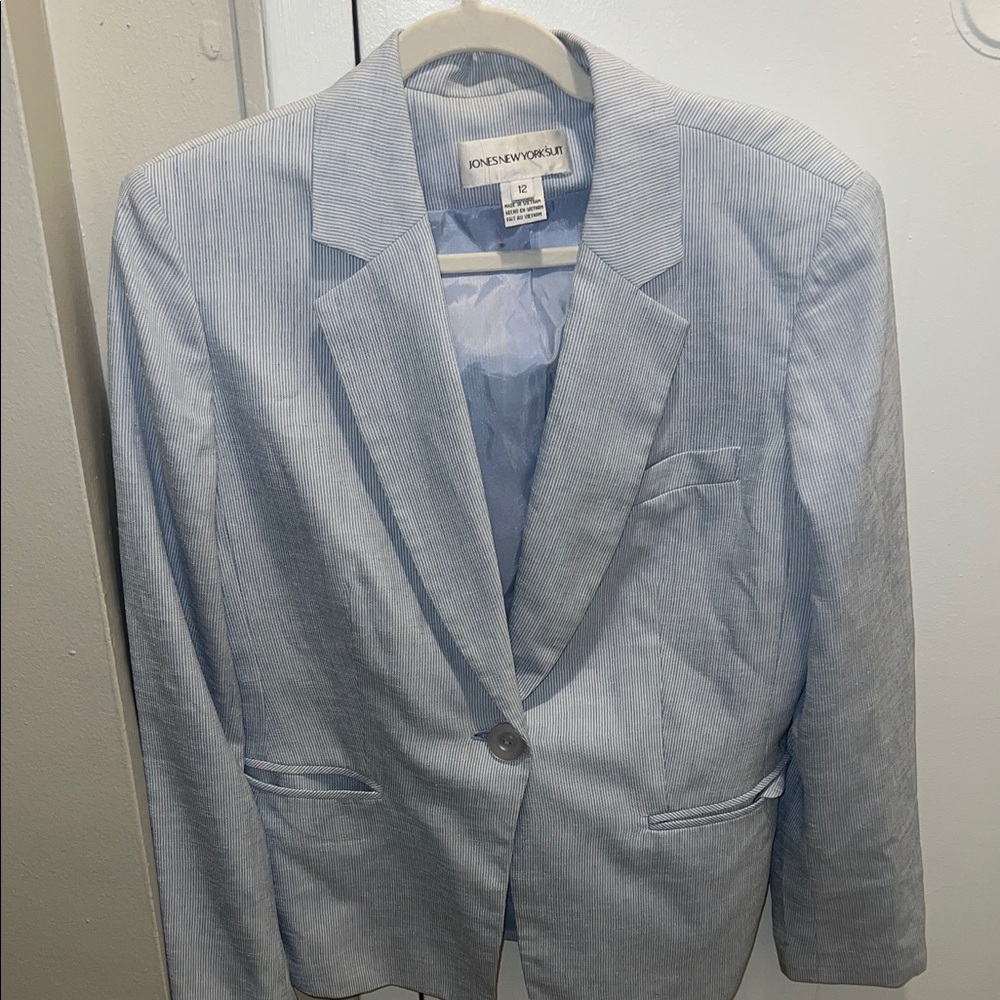 Jones New York Light Blue Pinstripe Blazer